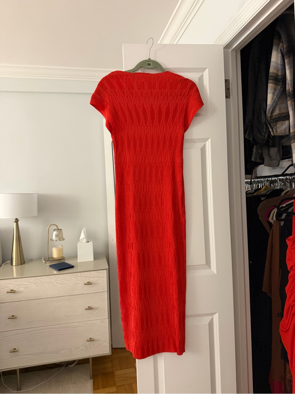 NEW!! Veronica Beard Vibrant Red Ribbed Maxi Dress - Picture 2 of 4